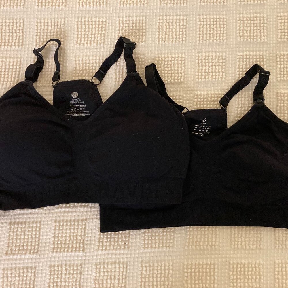 Bundle Kindred Bravely Nursing Pumping Sports Bras Black Medium